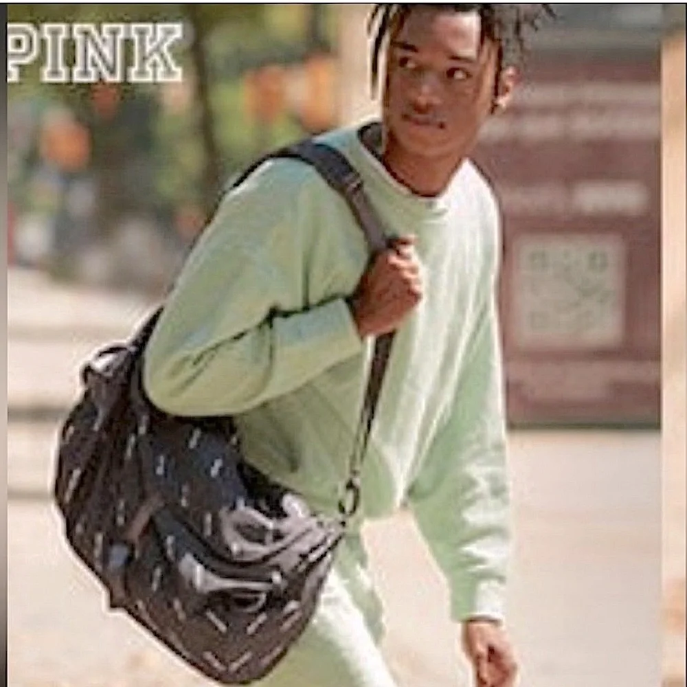 Victoria's Secret Backpack Campus Duffel‎ Bag Grey Love Pink Logo Convertible